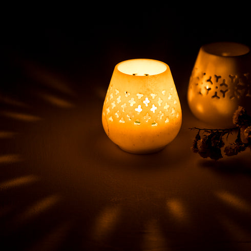 Pure Marble Mesh Candle Holder