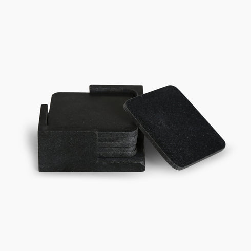 Pure Black Marble Coasters (Set of 6)