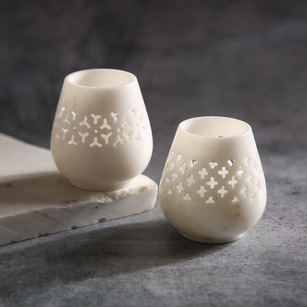 Pure Marble Mesh Candle Holder