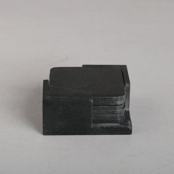 Pure Black Marble Coasters (Set of 6)